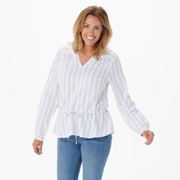 Denim & Company Blouse part linen blouse size medium NWOT sold on QVC medium - Picture 1 of 6